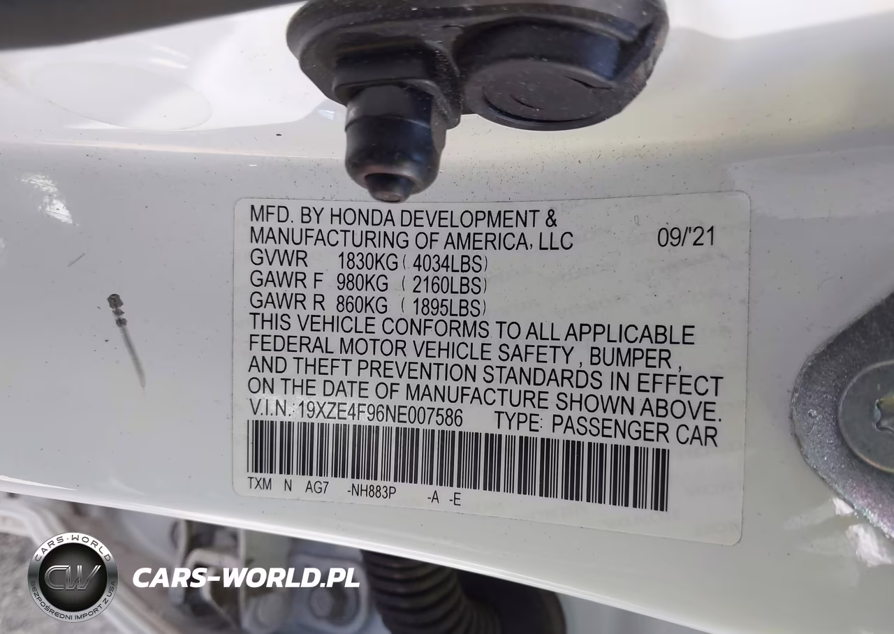 2022 Honda Insight Touring VIN:19XZE4F96NE007586 - 9