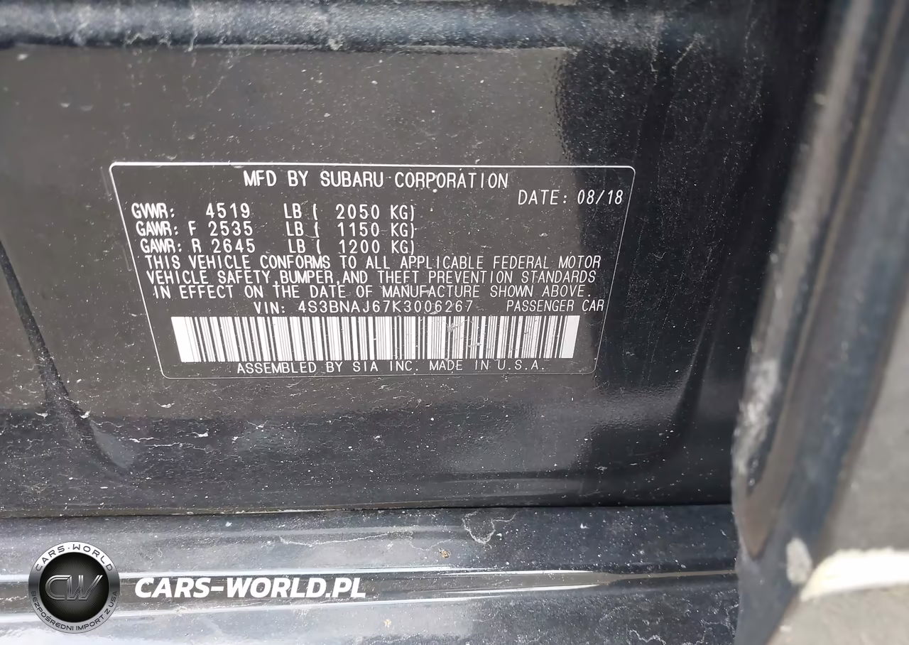 2019 Subaru Legacy 2.5I Limited VIN:4S3BNAJ67K3006267 - 9