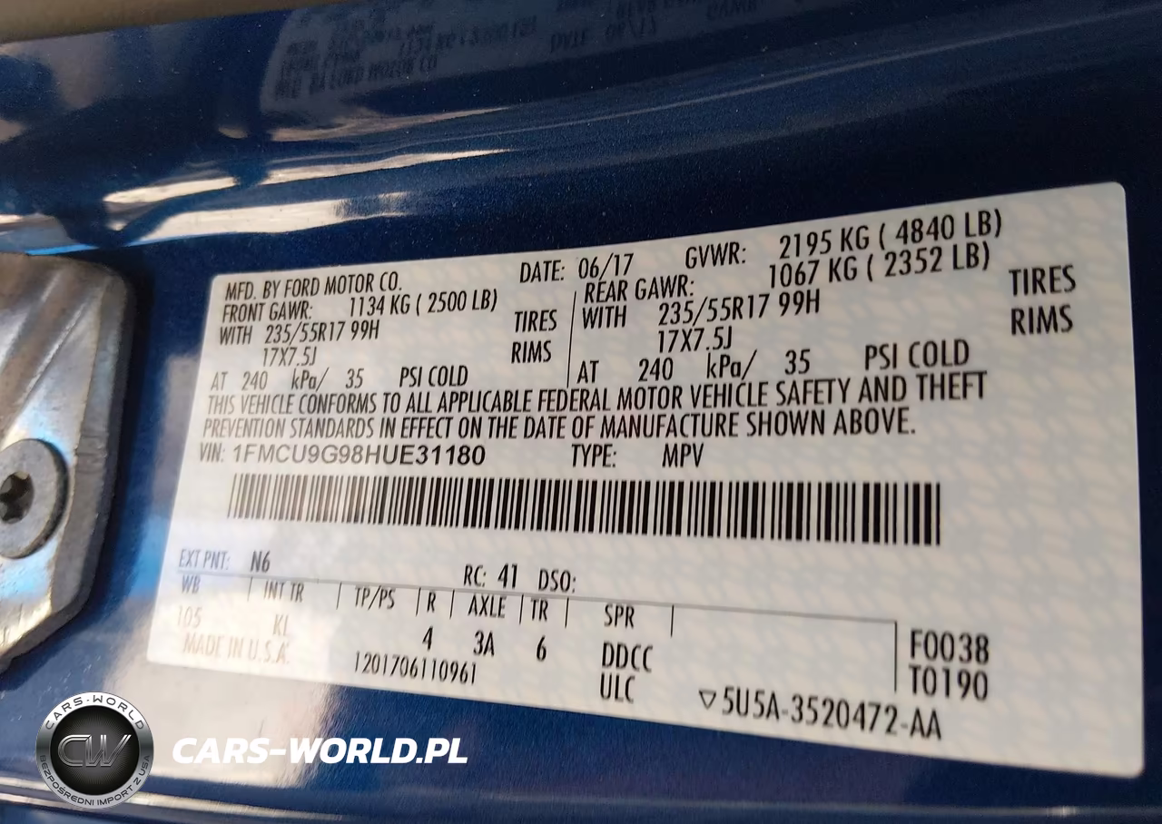 2017 Ford Escape Se VIN:1FMCU9G98HUE31180 - 9