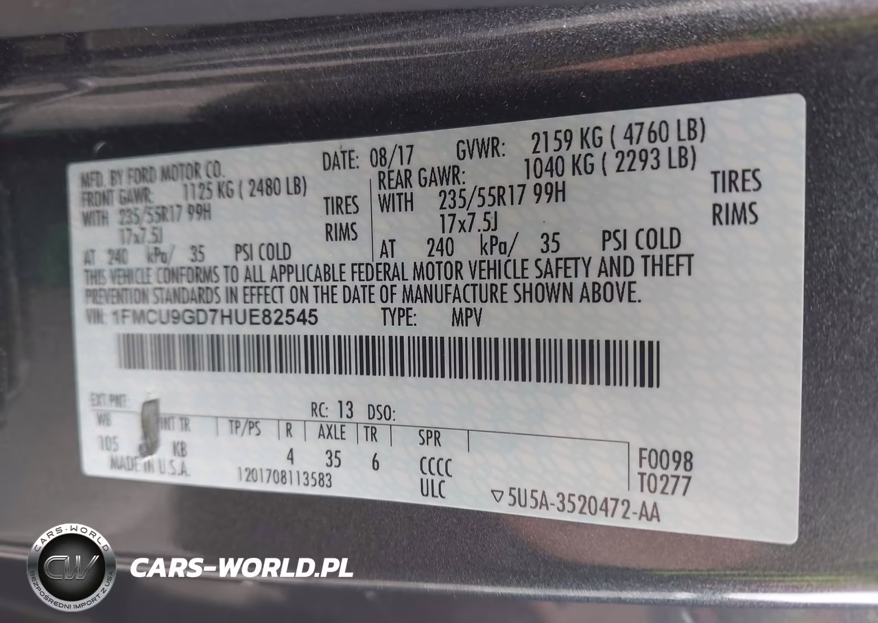 2017 Ford Escape Se VIN:1FMCU9GD7HUE82545 - 9