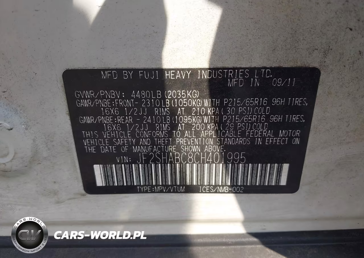 2012 Subaru Forester 2.5X VIN:JF2SHABC8CH401995 - 9