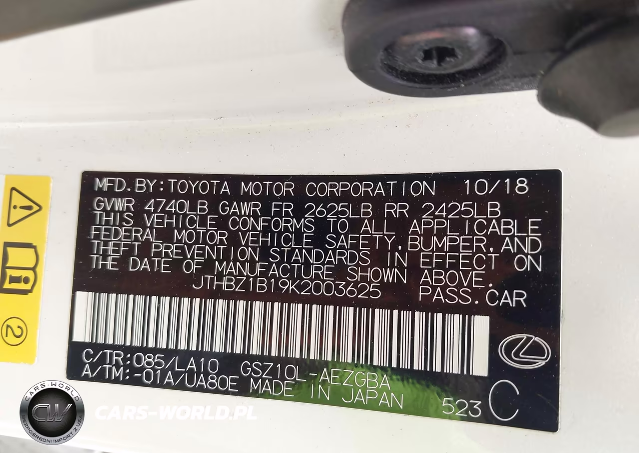 2019 Lexus Es 350 VIN:JTHBZ1B19K2003625 - 9