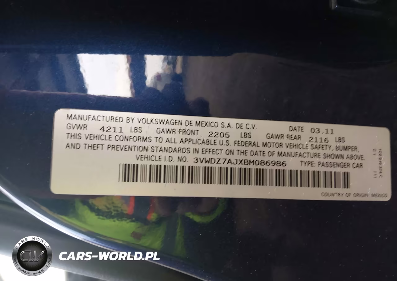 2011 Volkswagen Jetta 2.5L Se VIN:3VWDZ7AJXBM086986 - 9