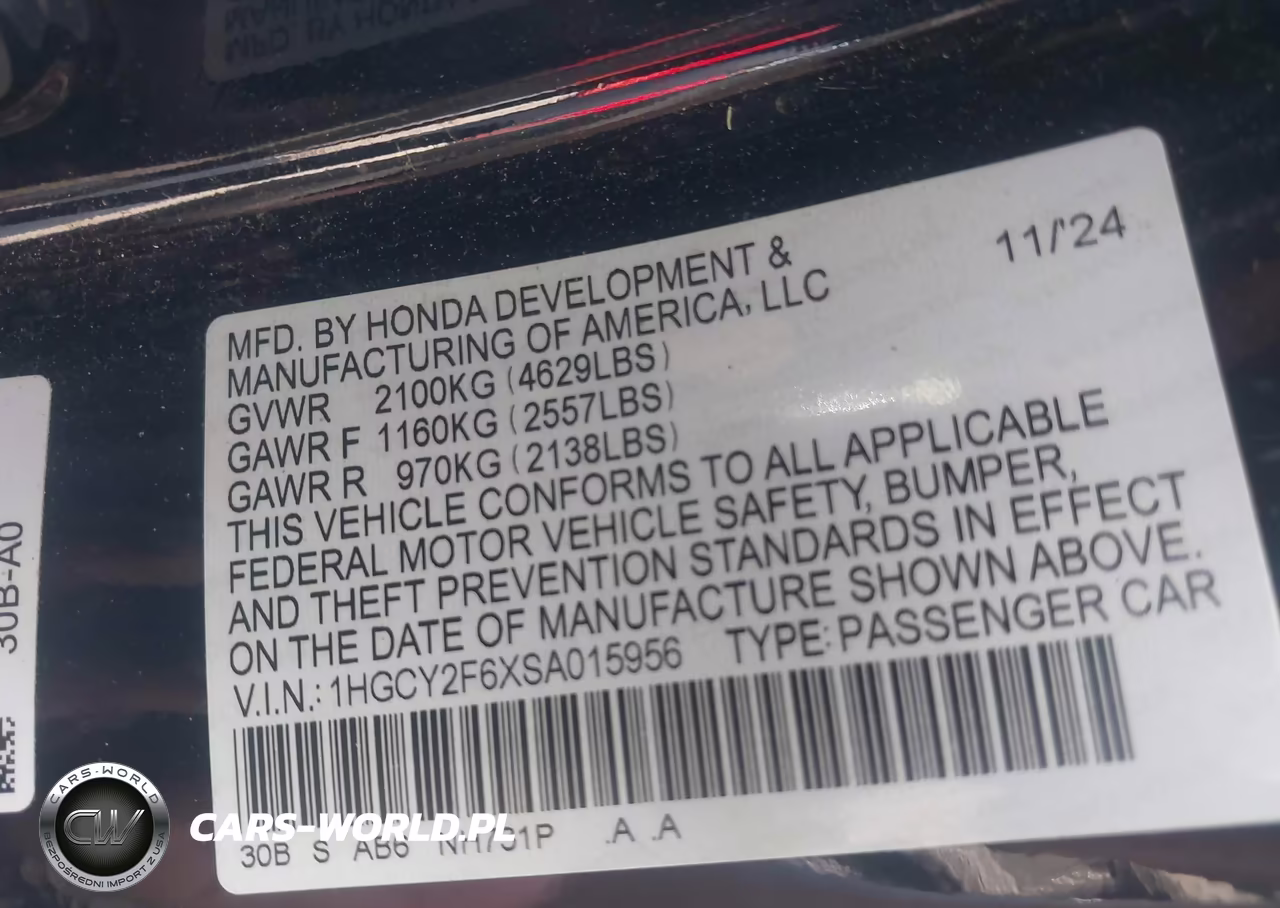 2025 Honda Accord Hybrid Ex-L VIN:1HGCY2F6XSA015956 - 9