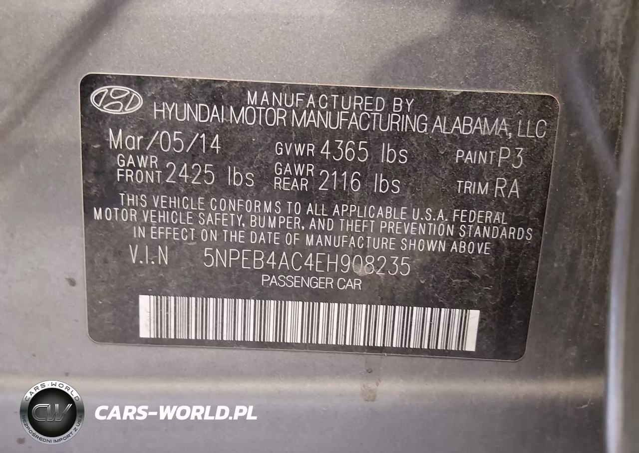 2014 Hyundai Sonata Gls VIN:5NPEB4AC4EH908235 - 9