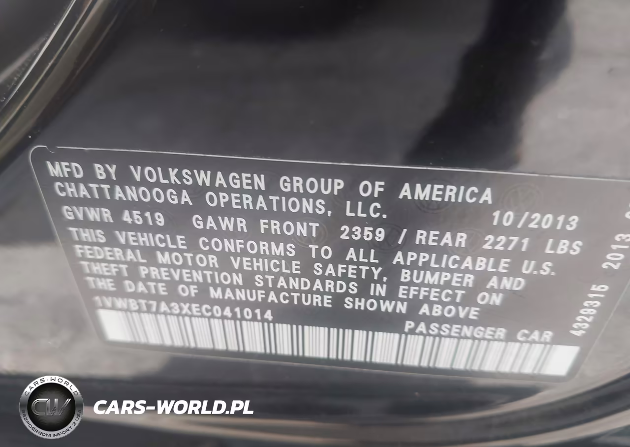 2014 Volkswagen Passat 1.8T Se VIN:1VWBT7A3XEC041014 - 9