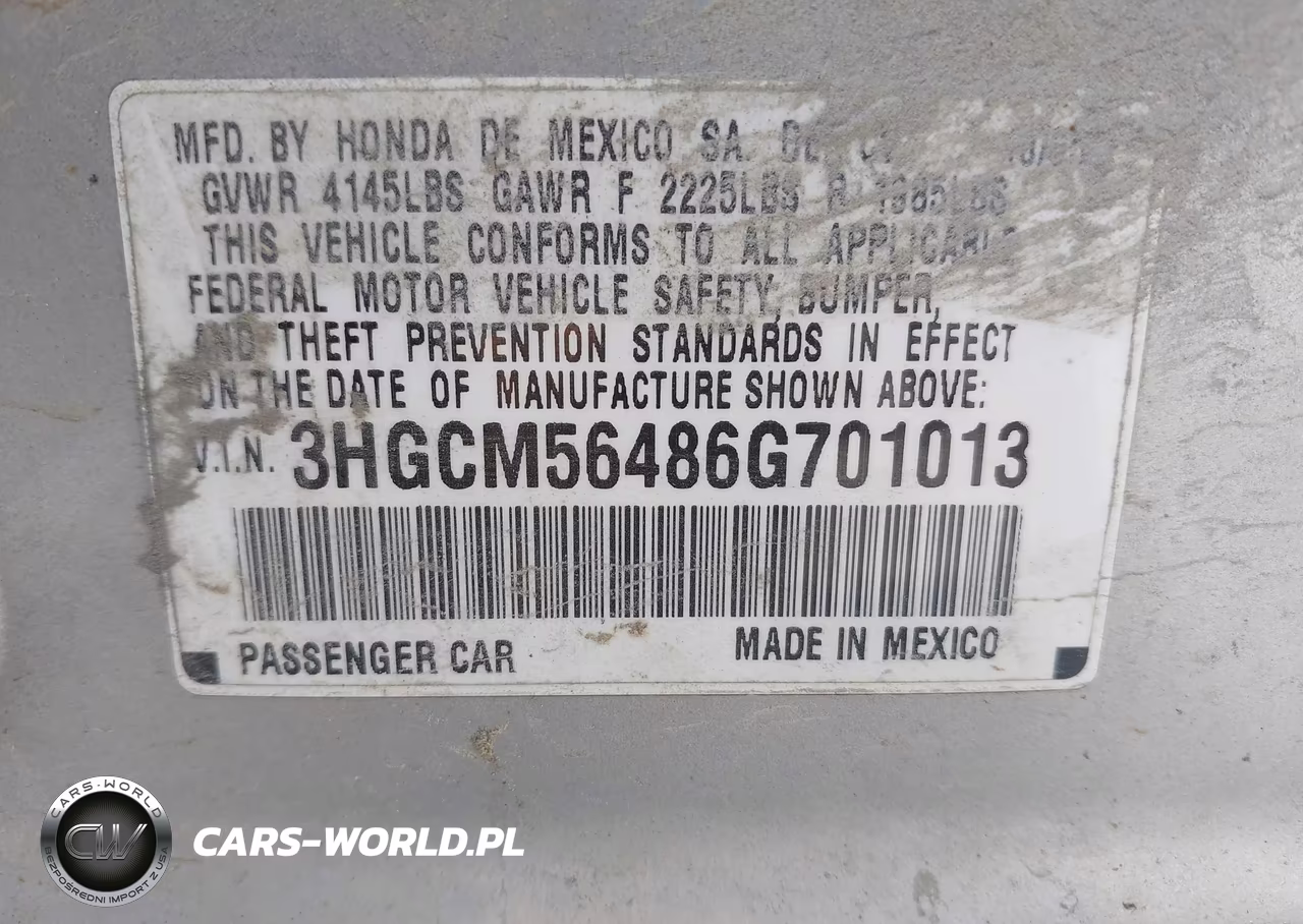 2006 Honda Accord 2.4 Lx VIN:3HGCM56486G701013 - 9