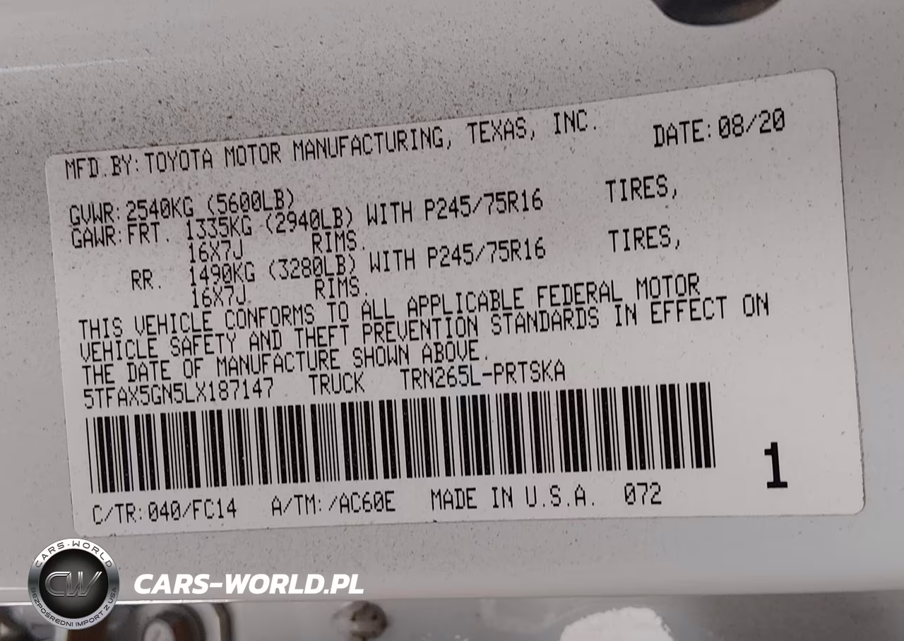2020 Toyota Tacoma Sr5 VIN:5TFAX5GN5LX187147 - 9