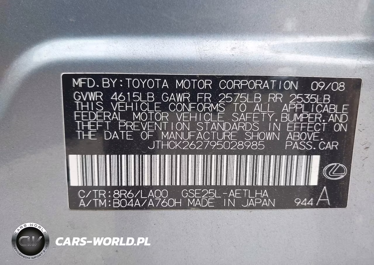 2009 Lexus Is 250 VIN:JTHCK262795028985 - 9