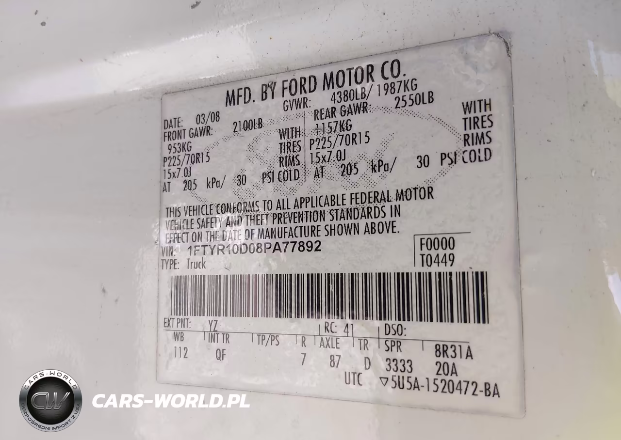 2008 Ford Ranger Xl-Xlt VIN:1FTYR10D08PA77892 - 9
