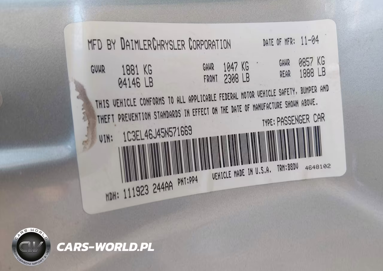 2005 Chrysler Sebring VIN:1C3EL46J45N571669 - 9