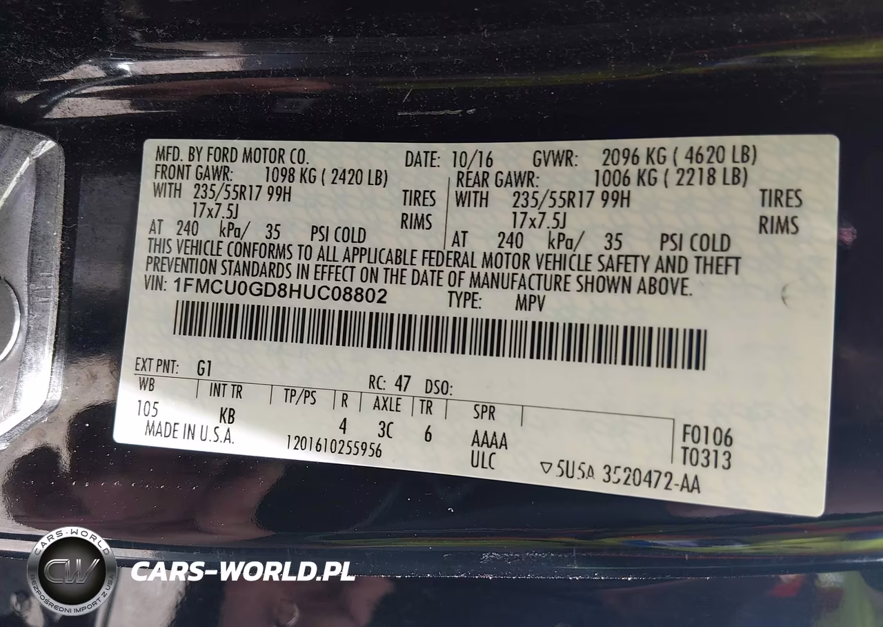 2017 Ford Escape Se VIN:1FMCU0GD8HUC08802 - 9
