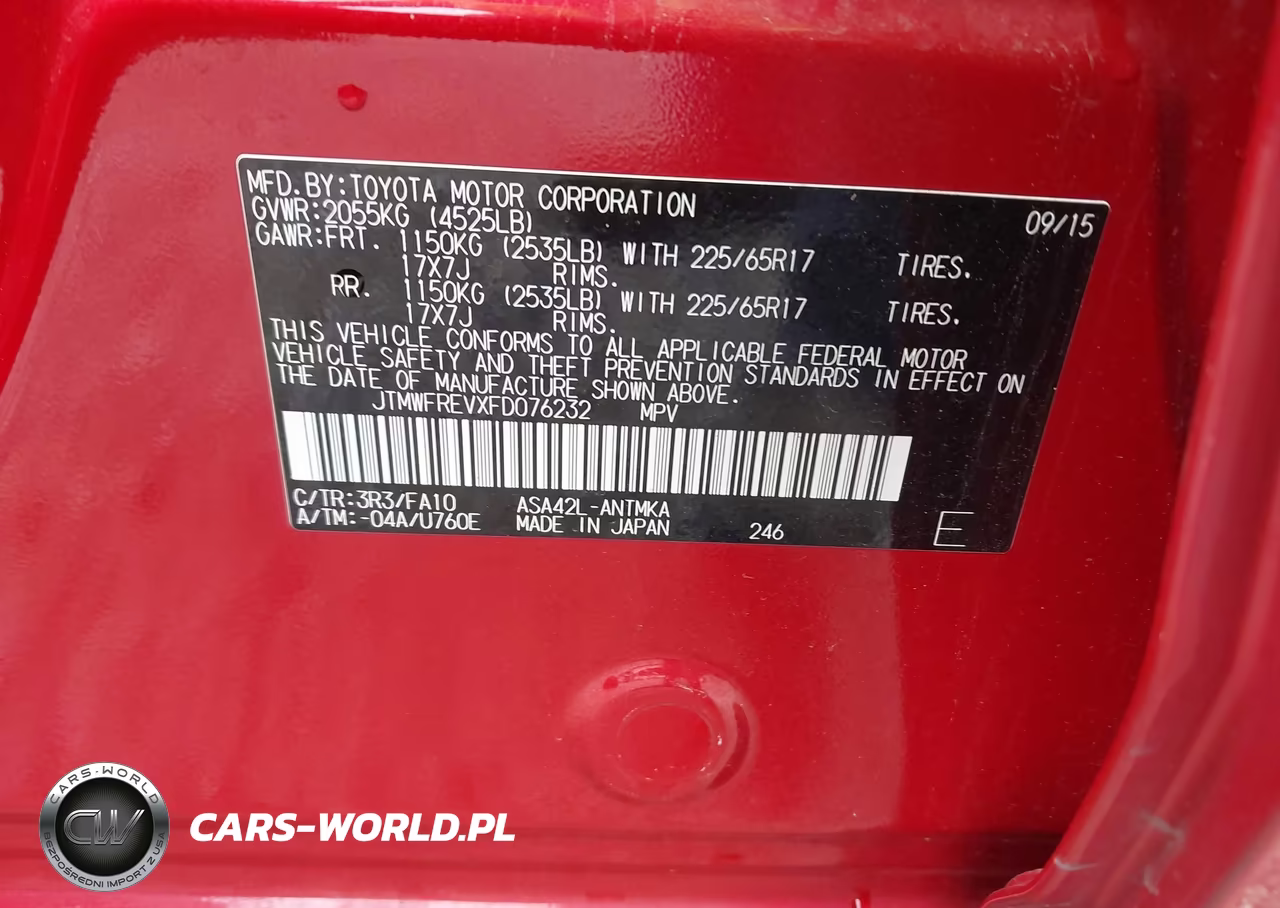 2015 Toyota Rav4 Xle VIN:JTMWFREVXFD076232 - 9