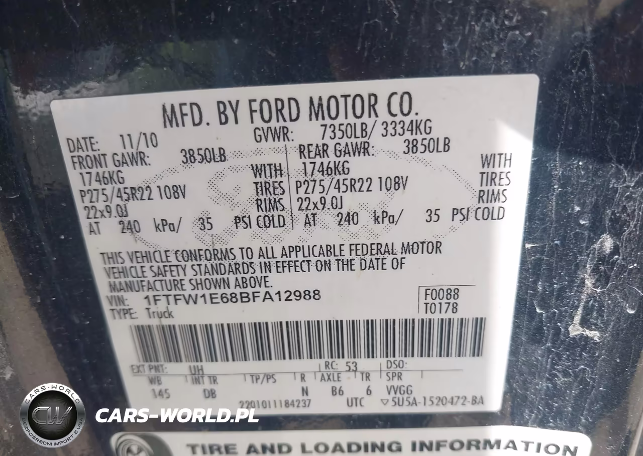 2011 Ford F-150 Harley-Davidson VIN:1FTFW1E68BFA12988 - 9