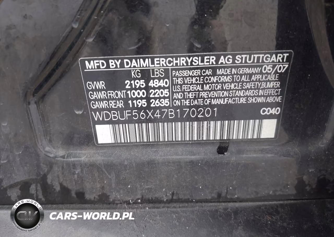 2007 Mercedes-Benz E 350 VIN:WDBUF56X47B170201 - 9