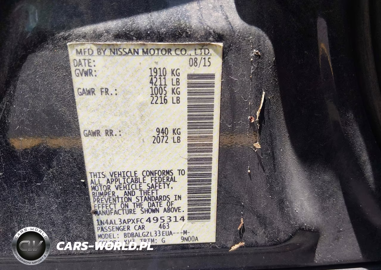 2015 Nissan Altima 2.5 S VIN:1N4AL3APXFC495314 - 9