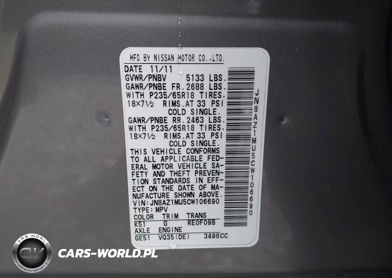2012 Nissan Murano Sl VIN:JN8AZ1MU5CW106690 - 9