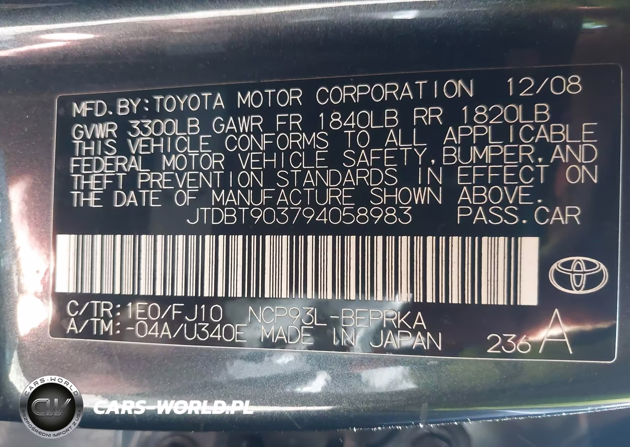 2009 Toyota Yaris VIN:JTDBT903794058983 - 9