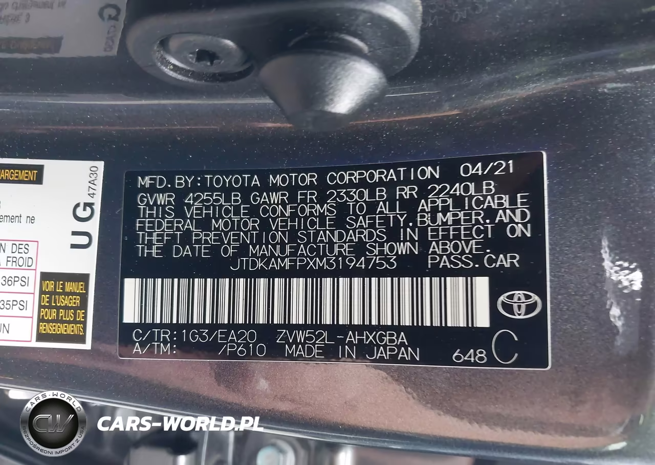 2021 Toyota Prius Prime Xle VIN:JTDKAMFPXM3194753 - 9