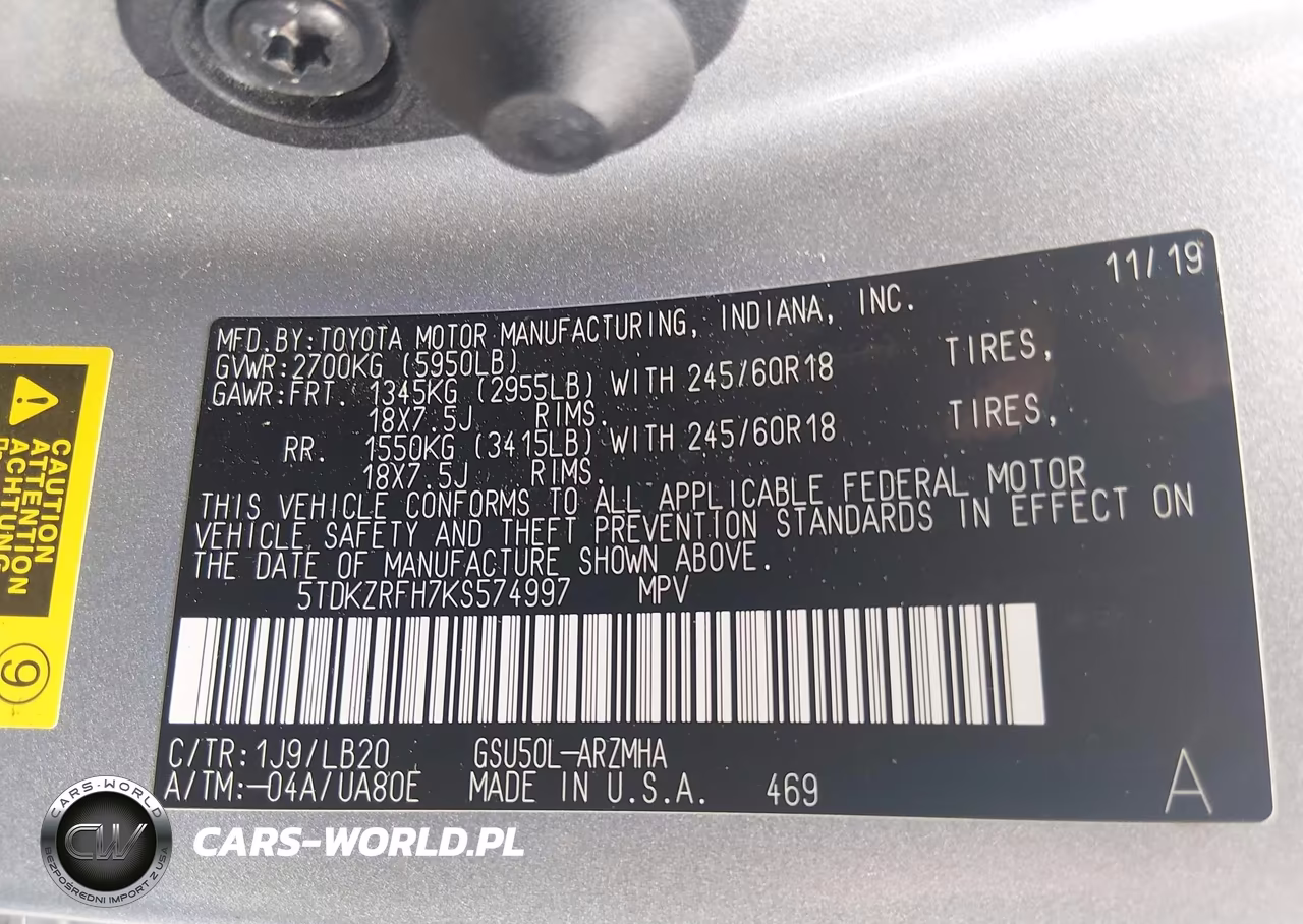 2019 Toyota Highlander Xle VIN:5TDKZRFH7KS574997 - 9