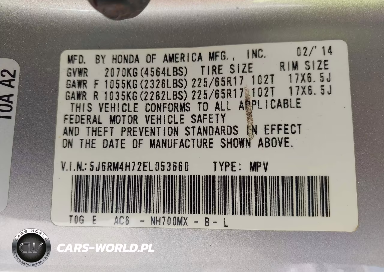 2014 Honda Cr-V Ex-L VIN:5J6RM4H72EL053660 - 9