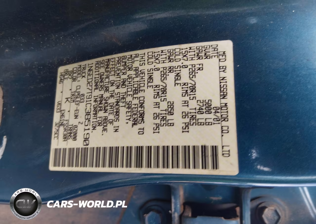 2001 Nissan Frontier Xe-V6 VIN:1N6ED27T91C385190 - 9