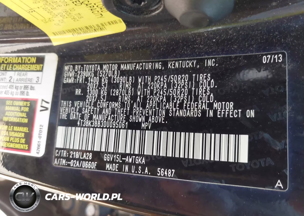 2013 Toyota Venza Xle V6 VIN:4T3BK3BB3DU095061 - 9