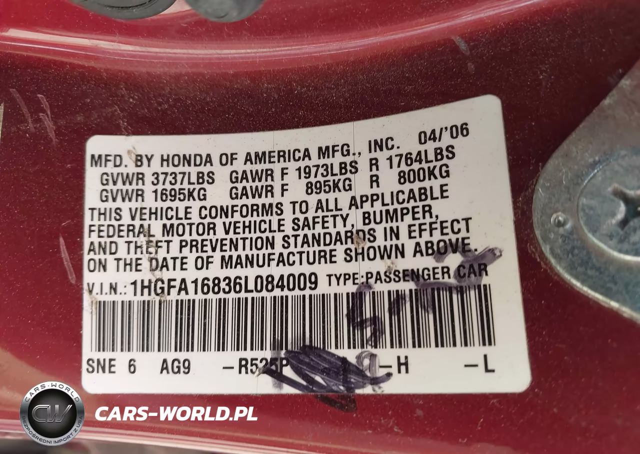 2006 Honda Civic Ex VIN:1HGFA16836L084009 - 9