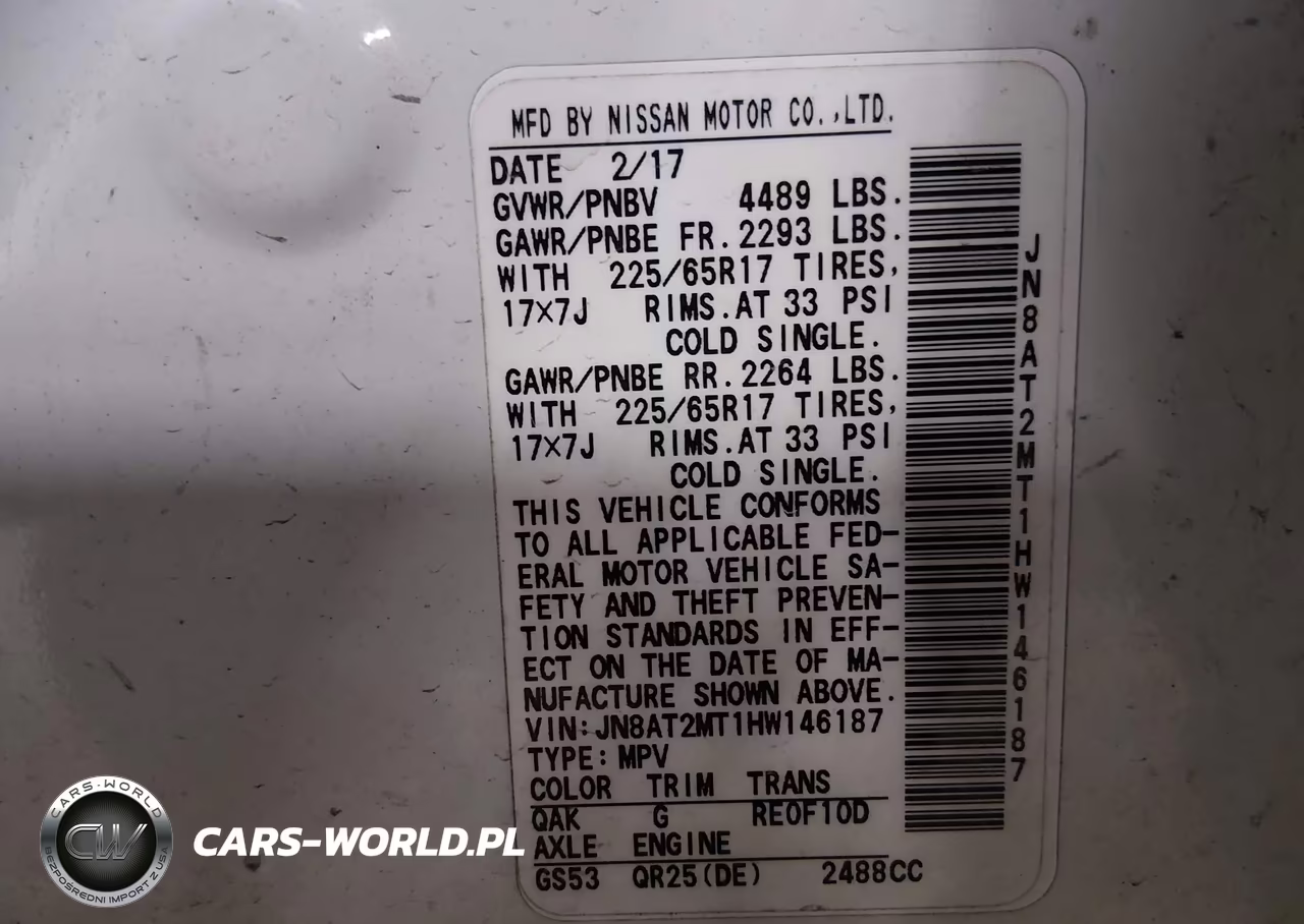 2017 Nissan Rogue Sv VIN:JN8AT2MT1HW146187 - 9
