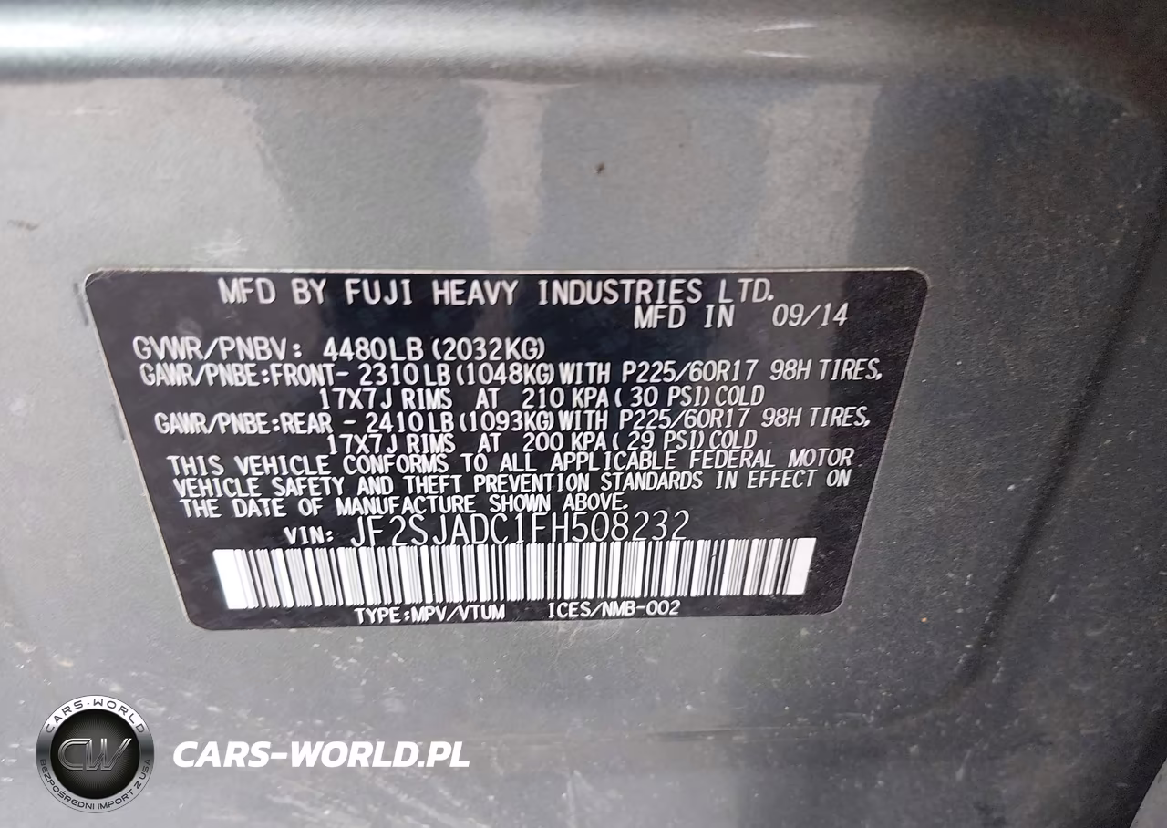 2015 Subaru Forester 2.5I Premium VIN:JF2SJADC1FH508232 - 9