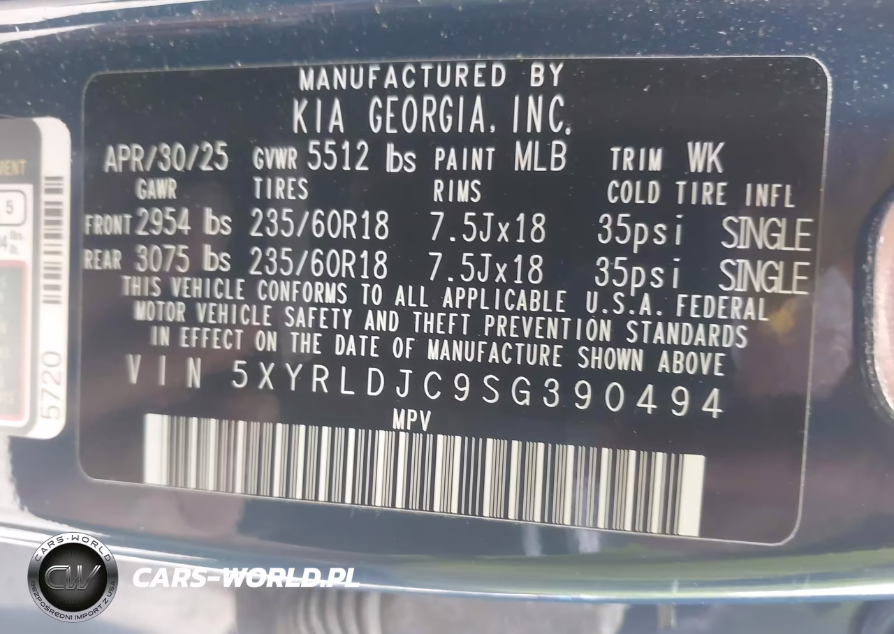 2025 Kia Sorento S VIN:5XYRLDJC9SG390494 - 9