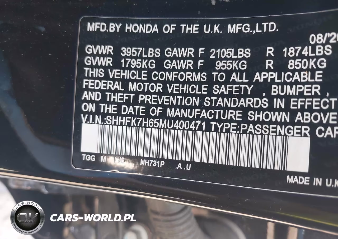 2021 Honda Civic Ex VIN:SHHFK7H65MU400471 - 9