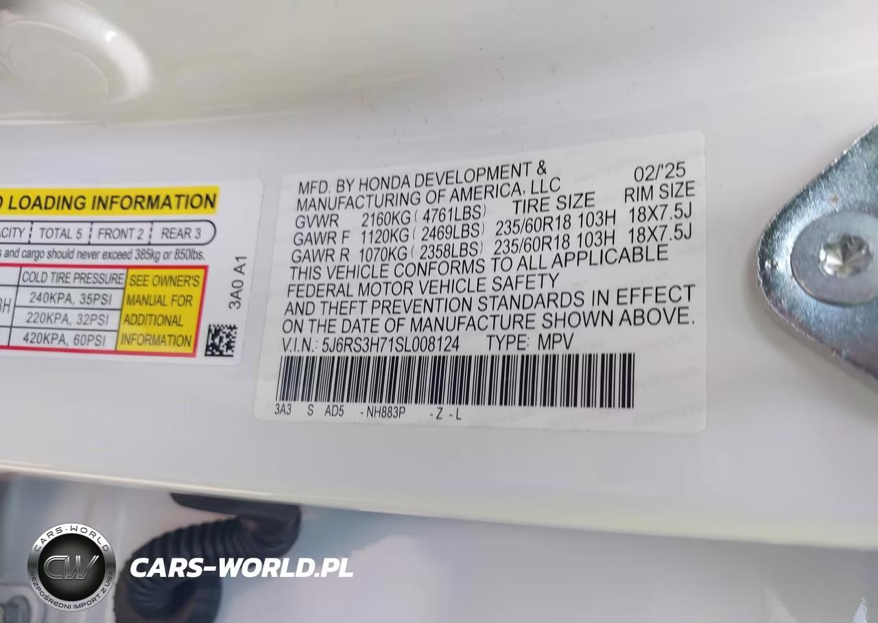 2025 Honda Cr-V Ex-L 2Wd VIN:5J6RS3H71SL008124 - 9
