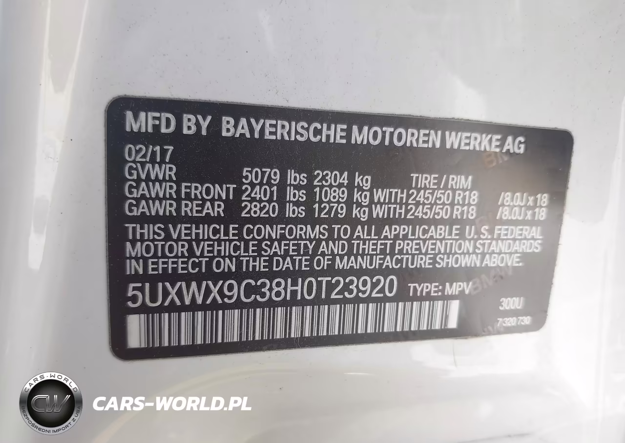2017 BMW X3 xDrive28I VIN:5UXWX9C38H0T23920 - 9
