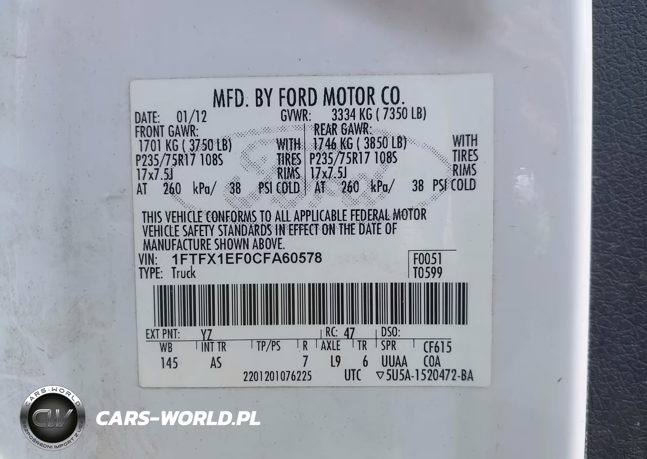 2012 Ford F-150 Xl VIN:1FTFX1EF0CFA60578 - 9