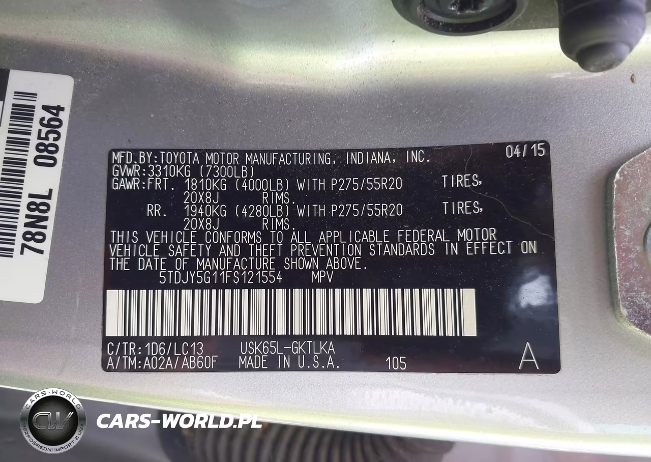 2015 Toyota Sequoia Limited 5.7L V8 VIN:5TDJY5G11FS121554 - 9