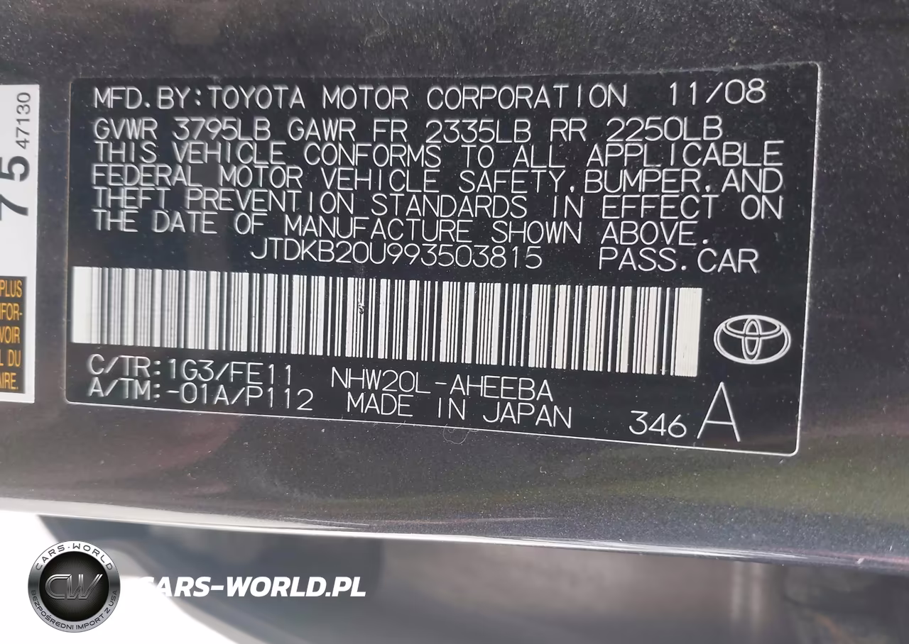 2009 Toyota Prius VIN:JTDKB20U993503815 - 9