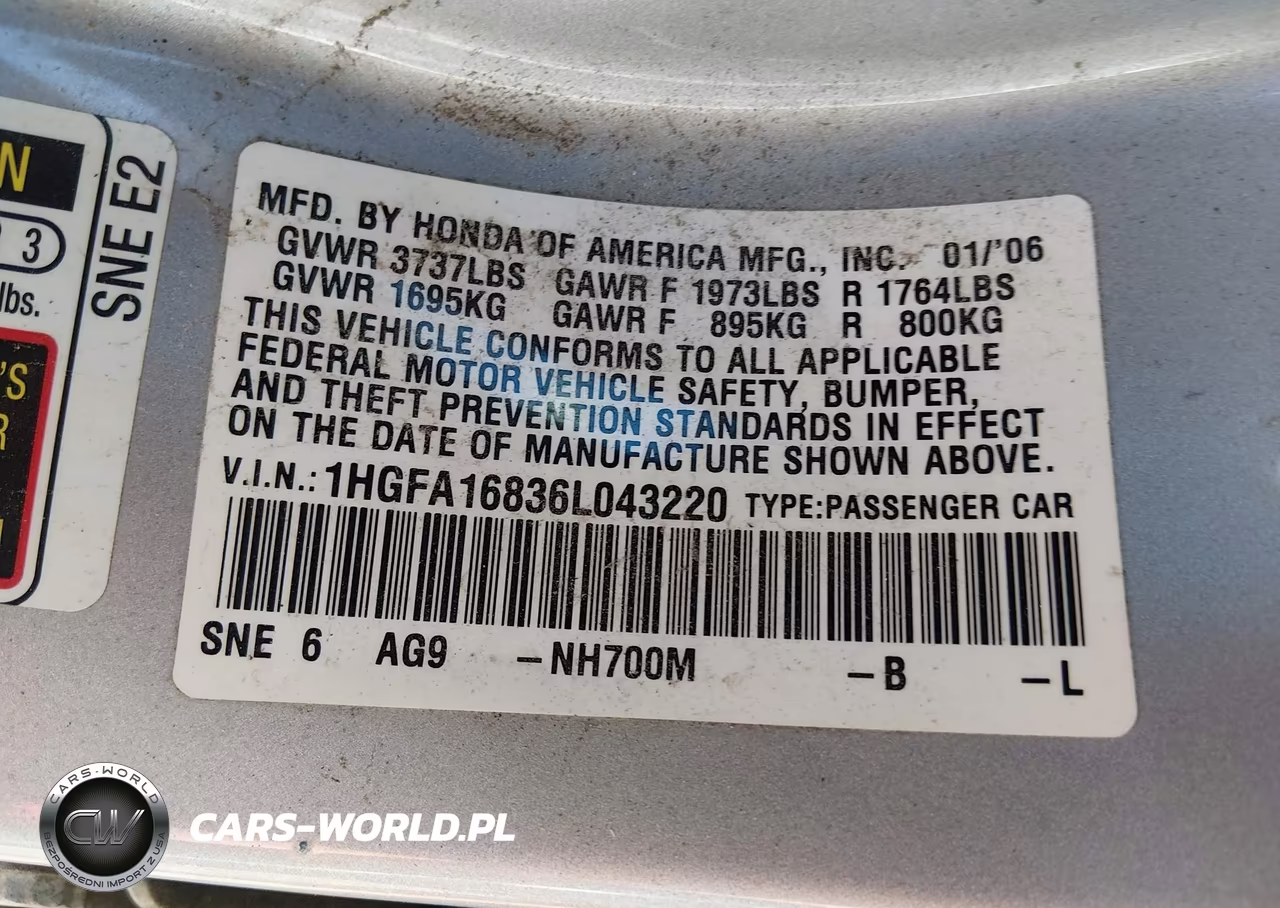 2006 Honda Civic Ex VIN:1HGFA16836L043220 - 9