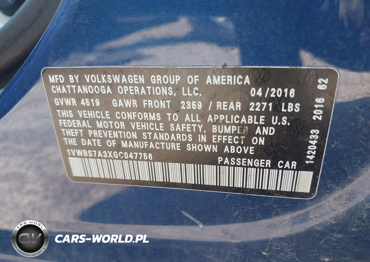2016 Volkswagen Passat 1.8T Se VIN:1VWBS7A3XGC047756 - 9