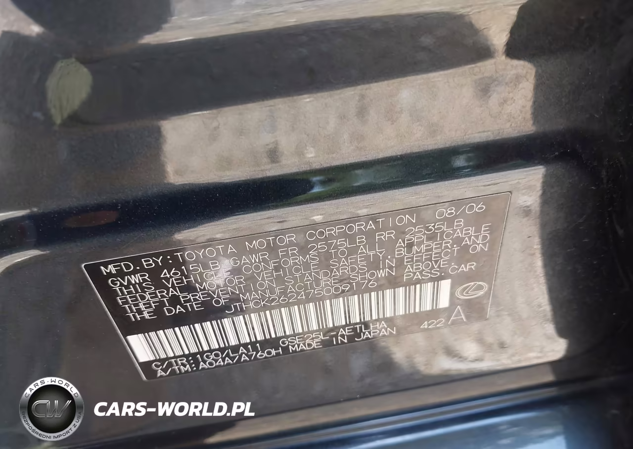 2007 Lexus Is 250 VIN:JTHCK262475009176 - 9