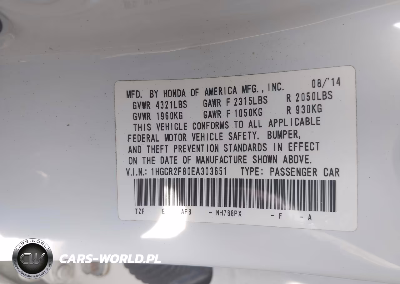 2014 Honda Accord Ex-L VIN:1HGCR2F80EA303651 - 9