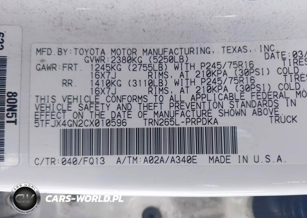 2012 Toyota Tacoma Prerunner VIN:5TFJX4GN2CX010596 - 9