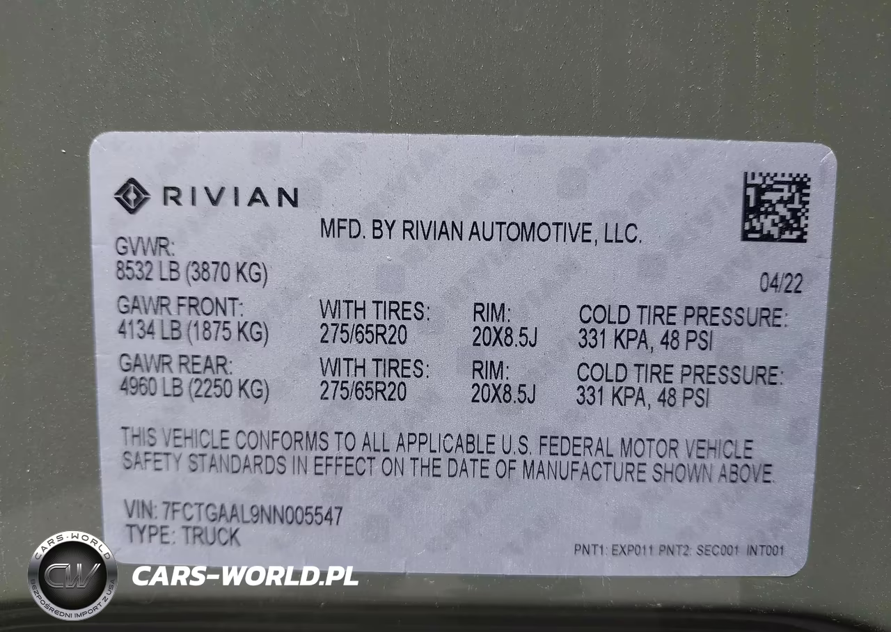 2022 Rivian R1T Launch Edition VIN:7FCTGAAL9NN005547 - 9