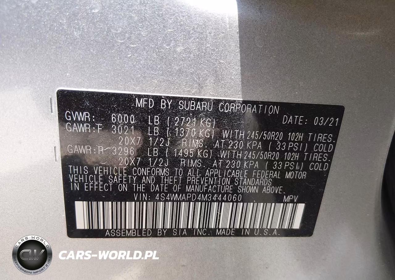 2021 Subaru Ascent Limited VIN:4S4WMAPD4M3444060 - 9