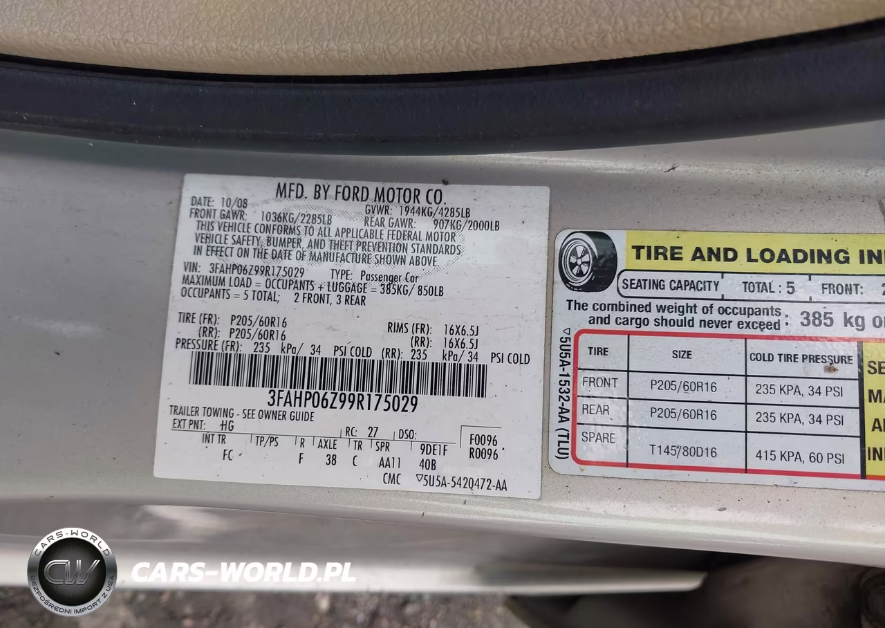 2009 Ford Fusion S VIN:3FAHP06Z99R175029 - 9