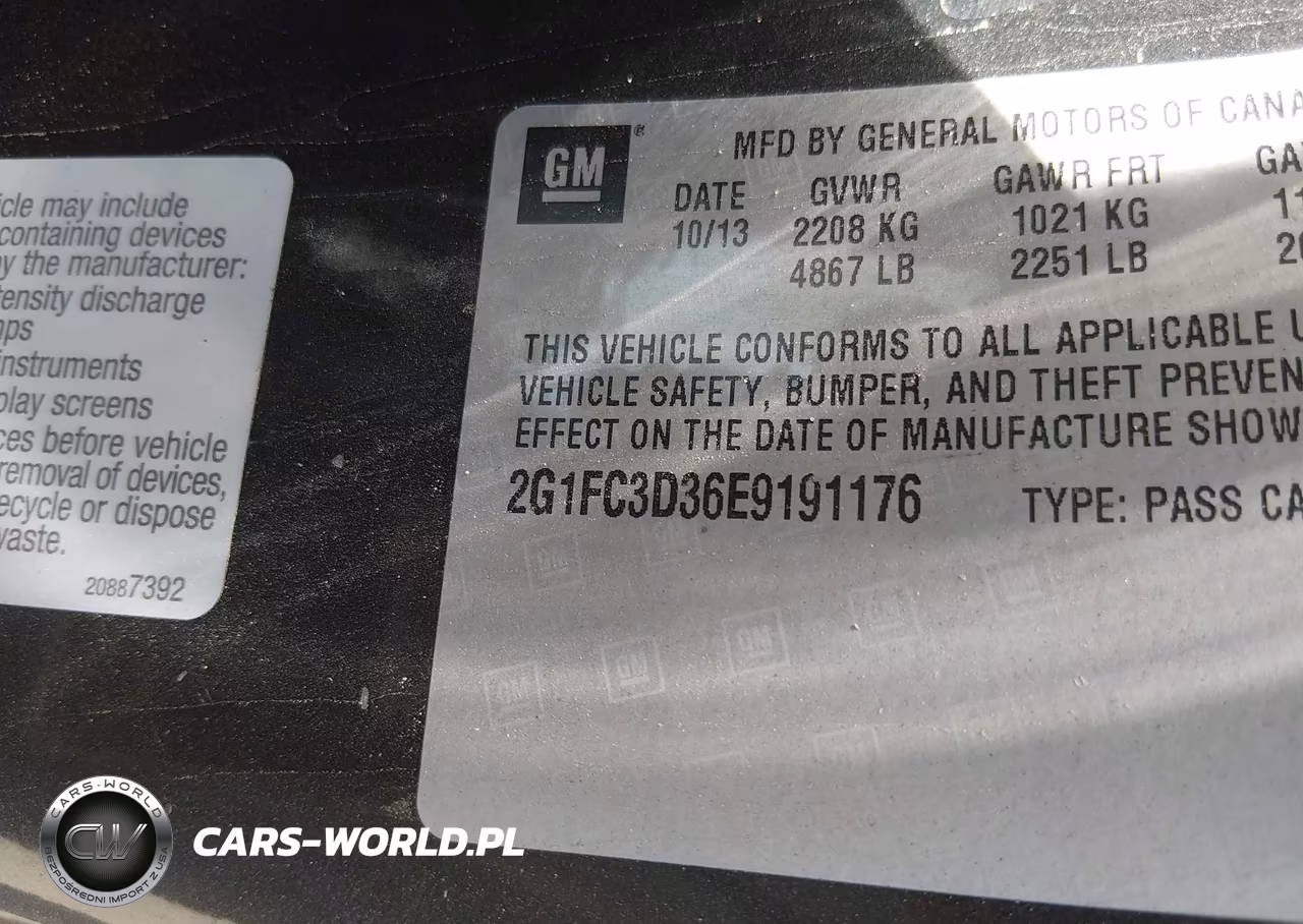 2014 Chevrolet Camaro 2Lt VIN:2G1FC3D36E9191176 - 9
