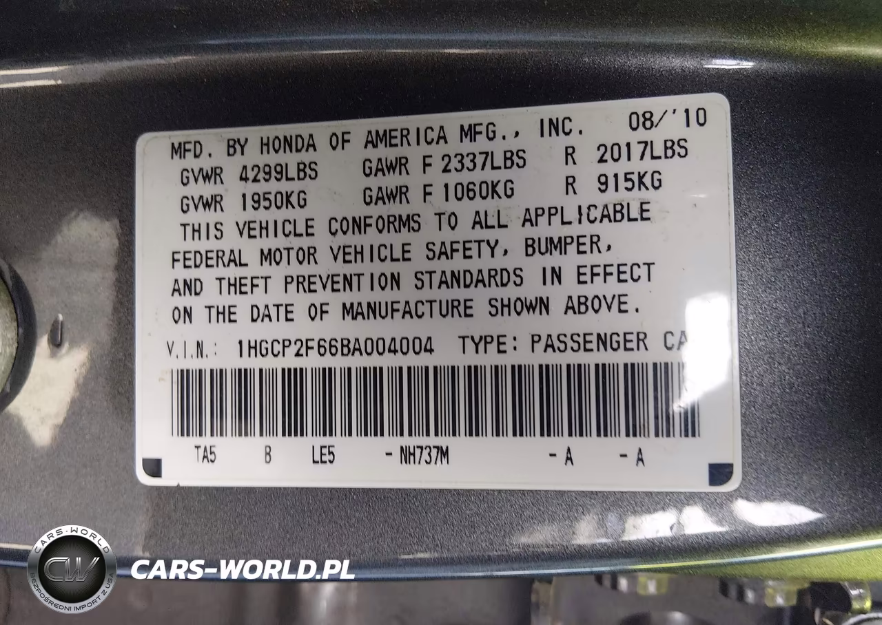 2011 Honda Accord 2.4 Se VIN:1HGCP2F66BA004004 - 9