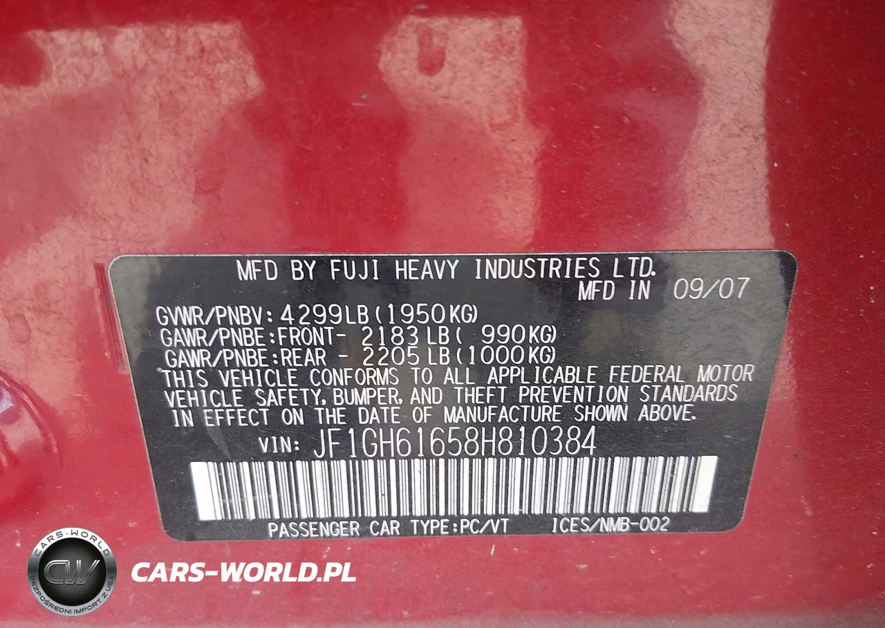 2008 Subaru Impreza Wagon (Natl) I VIN:JF1GH61658H810384 - 9