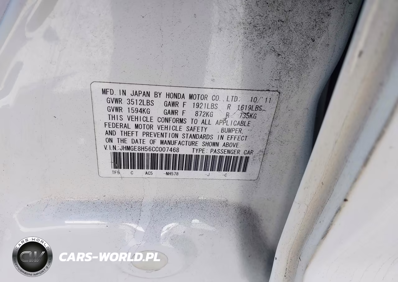 2012 Honda Fit Sport VIN:JHMGE8H56CC007468 - 9