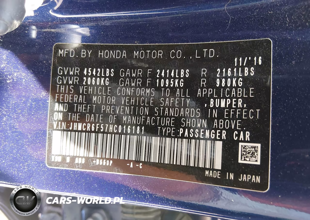 2017 Honda Accord Hybrid Ex-L VIN:JHMCR6F57HC016181 - 9